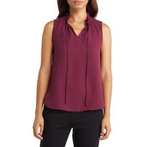 NWT Women’s Anne Klein Chianti XL Ruffle Tie Collar Sleeveless Tulla Blouse